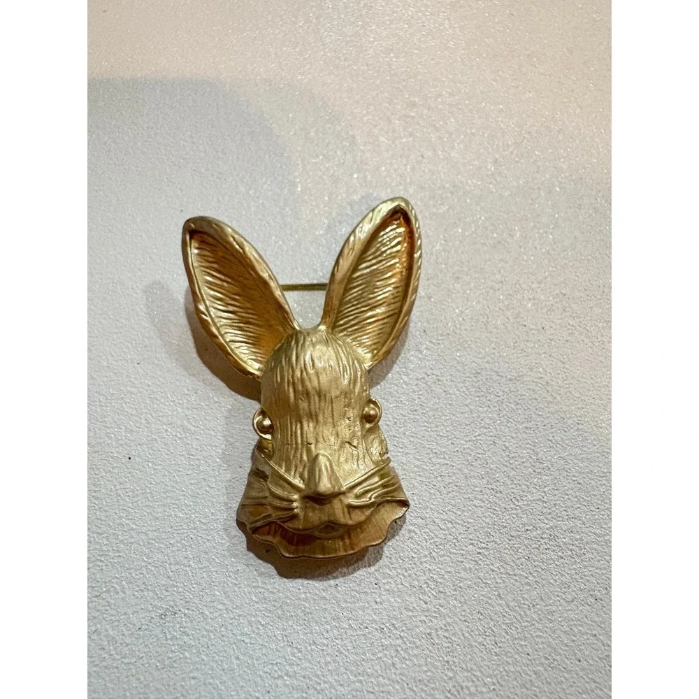 Baroque Gold Rabbit Brooch Regal‎ Bunny Head Statement Pin Antique Style new